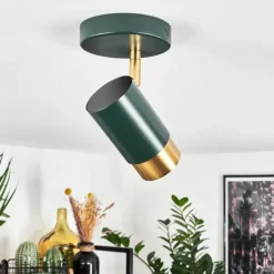 Plafonnier Campanas Vert, Laiton, 1 lumière