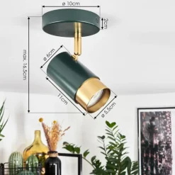 Plafonnier Campanas Vert, Laiton, 1 lumière