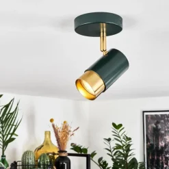 Plafonnier Campanas Vert, Laiton, 1 lumière