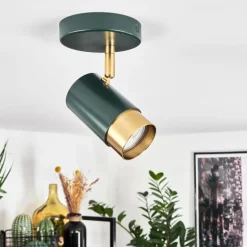 Plafonnier Campanas Vert, Laiton, 1 lumière