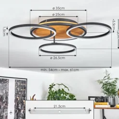 Plafonnier Cardozo LED Écru, Noir, 1 lumière