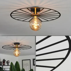 Plafonnier Carqueja Noir, 1 lumière