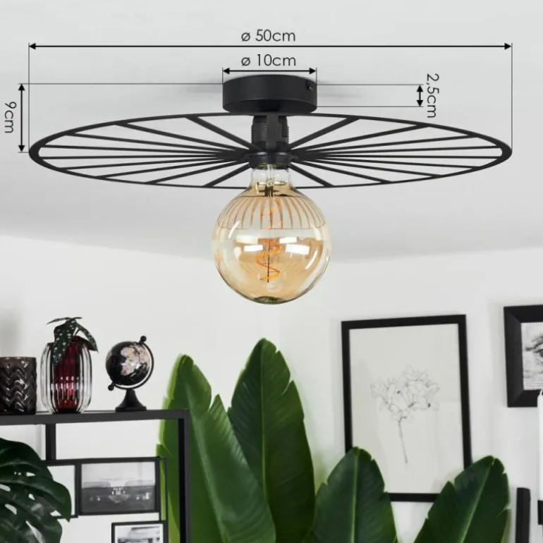 Plafonnier Carqueja Noir, 1 lumière