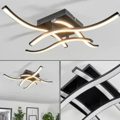 Plafonnier Casais LED Noir, 4 lumières
