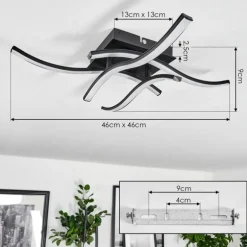 Plafonnier Casais LED Noir, 4 lumières