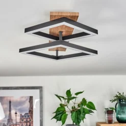 Plafonnier Cascada Brun, Couleur bois, Noir, 1 lumière