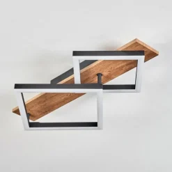 Plafonnier Cascada Brun, Couleur bois, Noir, 1 lumière