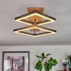 Plafonnier Cascada Brun, Couleur bois, Noir, 1 lumière