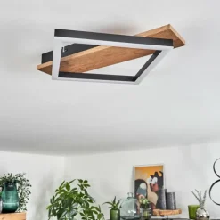 Plafonnier Cascada Brun, Couleur bois, Noir, 1 lumière