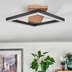 Plafonnier Cascada Brun, Couleur bois, Noir, 1 lumière