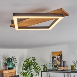 Plafonnier Cascada Brun, Couleur bois, Noir, 1 lumière