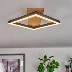 Plafonnier Cascada Brun, Couleur bois, Noir, 1 lumière