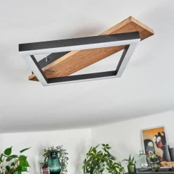 Plafonnier Cascada Brun, Couleur bois, Noir, 1 lumière