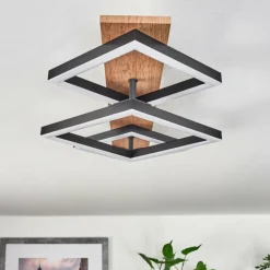 Plafonnier Cascada Brun, Couleur bois, Noir, 1 lumière