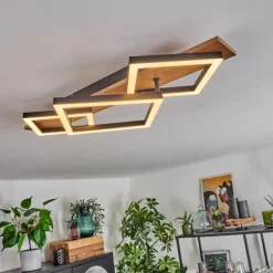 Plafonnier Cascada Brun, Couleur bois, Noir, 1 lumière