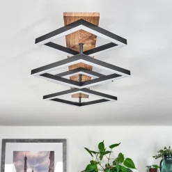 Plafonnier Cascada LED Brun, Couleur bois, Noir, 1 lumière