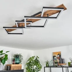 Plafonnier Cascada LED Brun, Couleur bois, Noir, 1 lumière