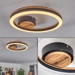 Plafonnier Cascada LED Brun, Couleur bois, Noir, 1 lumière