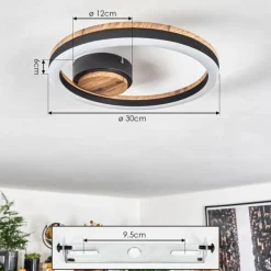 Plafonnier Cascada LED Brun, Couleur bois, Noir, 1 lumière