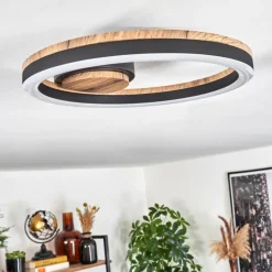 Plafonnier Cascada LED Brun, Couleur bois, Noir, 1 lumière