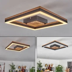 Plafonnier Cascada LED Brun, Couleur bois, Noir, 1 lumière