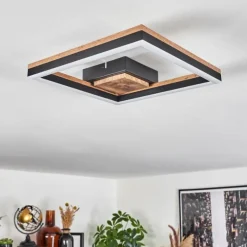 Plafonnier Cascada LED Brun, Couleur bois, Noir, 1 lumière