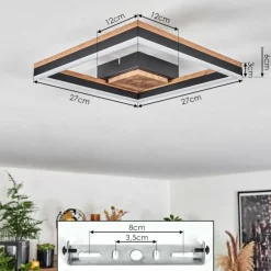 Plafonnier Cascada LED Brun, Couleur bois, Noir, 1 lumière