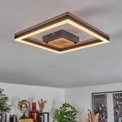 Plafonnier Cascada LED Brun, Couleur bois, Noir, 1 lumière