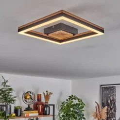 Plafonnier Cascada LED Brun, Couleur bois, Noir, 1 lumière