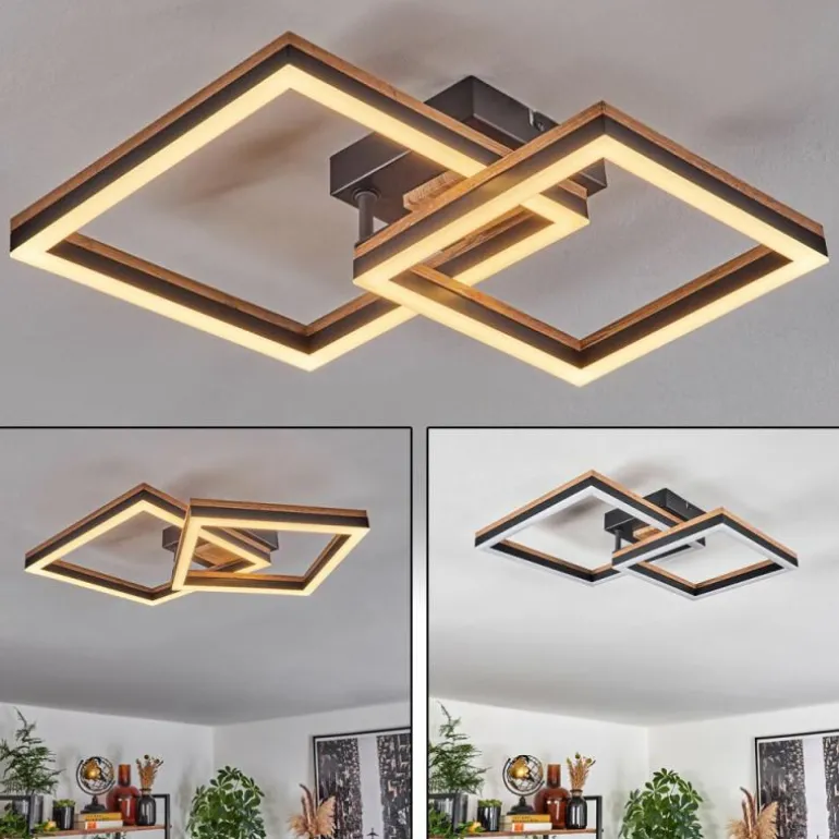 Plafonnier Cascada LED Brun, Couleur bois, Noir, 1 lumière