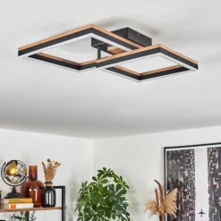 Plafonnier Cascada LED Brun, Couleur bois, Noir, 1 lumière