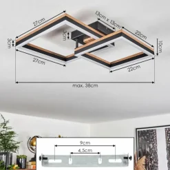 Plafonnier Cascada LED Brun, Couleur bois, Noir, 1 lumière