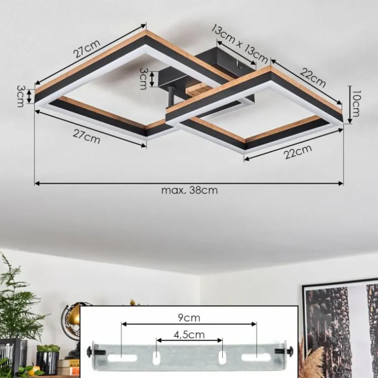 Plafonnier Cascada LED Brun, Couleur bois, Noir, 1 lumière