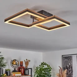 Plafonnier Cascada LED Brun, Couleur bois, Noir, 1 lumière