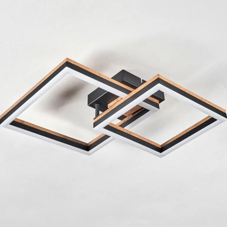 Plafonnier Cascada LED Brun, Couleur bois, Noir, 1 lumière