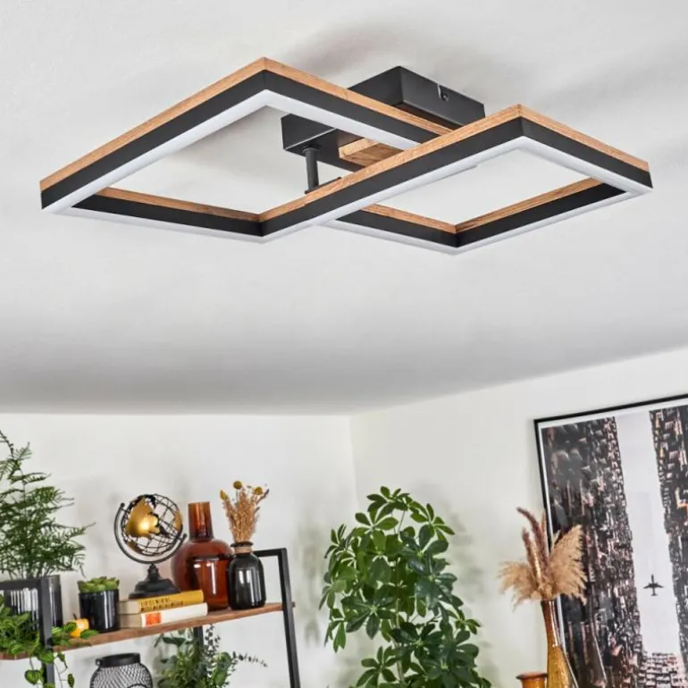 Plafonnier Cascada LED Brun, Couleur bois, Noir, 1 lumière