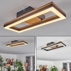 Plafonnier Cascada LED Brun, Couleur bois, Noir, 1 lumière