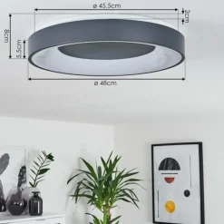 Plafonnier Casina LED Anthracite, Blanc, 1 lumière, Télécommandes