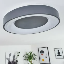 Plafonnier Casina LED Anthracite, Blanc, 1 lumière, Télécommandes