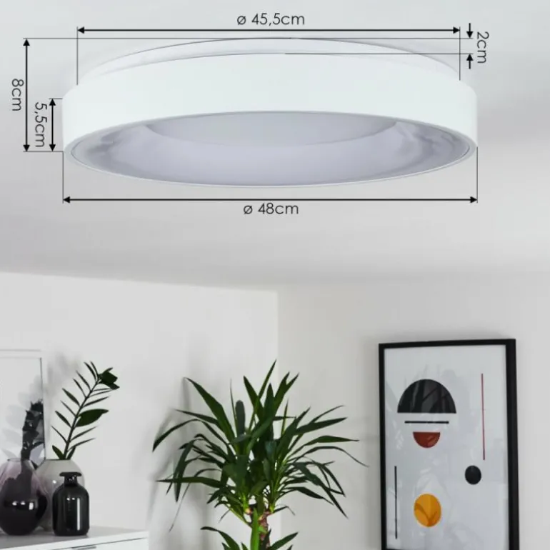 Plafonnier Casina LED Blanc, 1 lumière, Télécommandes