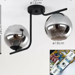 Plafonnier Cayuta Noir, 2 lumières