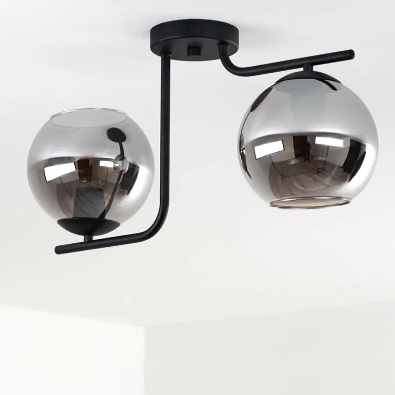 Plafonnier Cayuta Noir, 2 lumières