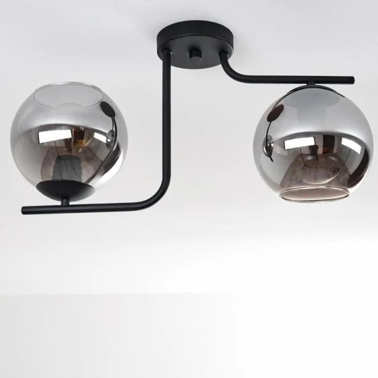 Plafonnier Cayuta Noir, 2 lumières