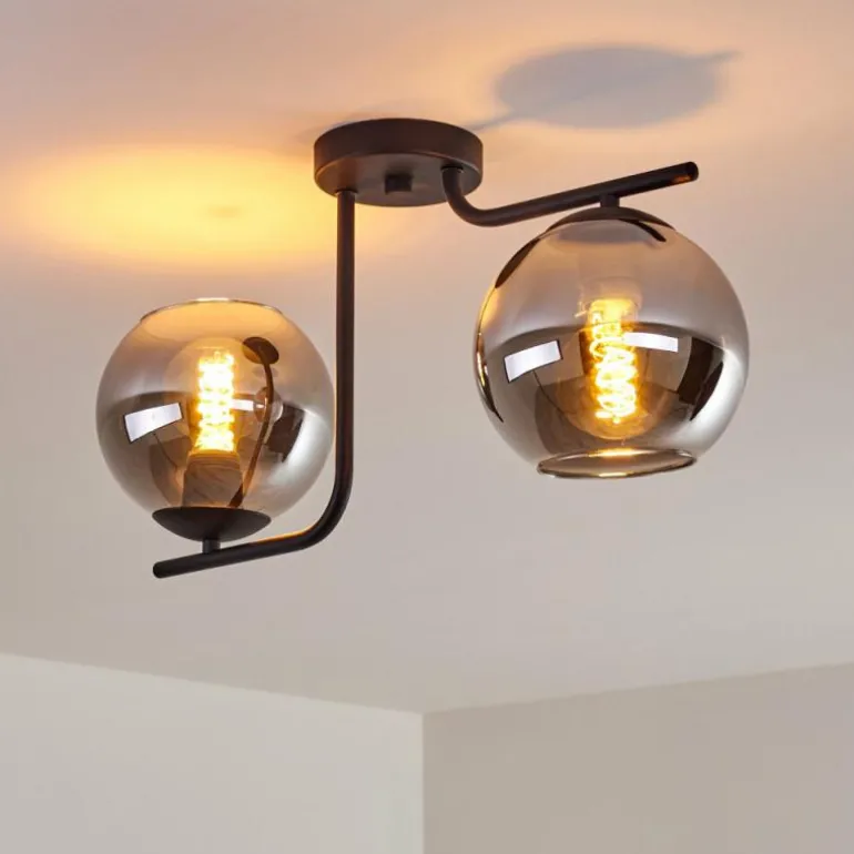 Plafonnier Cayuta Noir, 2 lumières