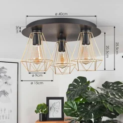 Plafonnier Cenova Noir, 3 lumières