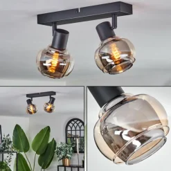 Plafonnier Cevio Noir, 2 lumières