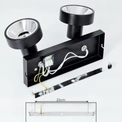 Plafonnier Chagres Noir, Argenté, 2 lumières