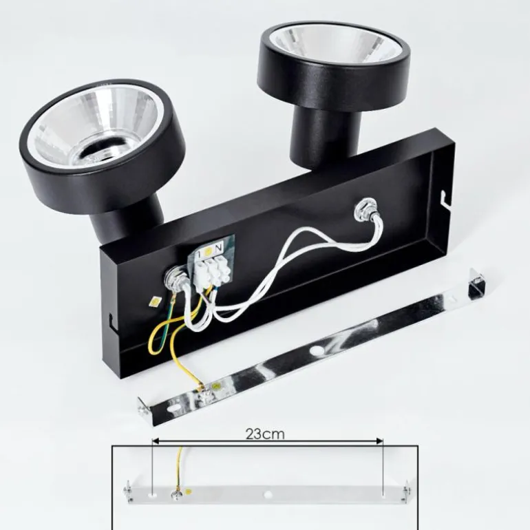 Plafonnier Chagres Noir, Argenté, 2 lumières