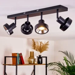 Plafonnier Chagres Noir, Argenté, 4 lumières