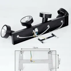 Plafonnier Chagres Noir, Argenté, 4 lumières